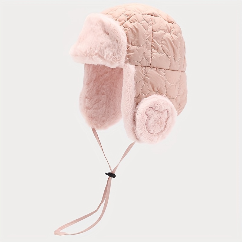 's Hats Winter Boys' Plush Hats, Girls Warm Ear Protective Hats, 's Cute Thick Windproof Pullover Hats