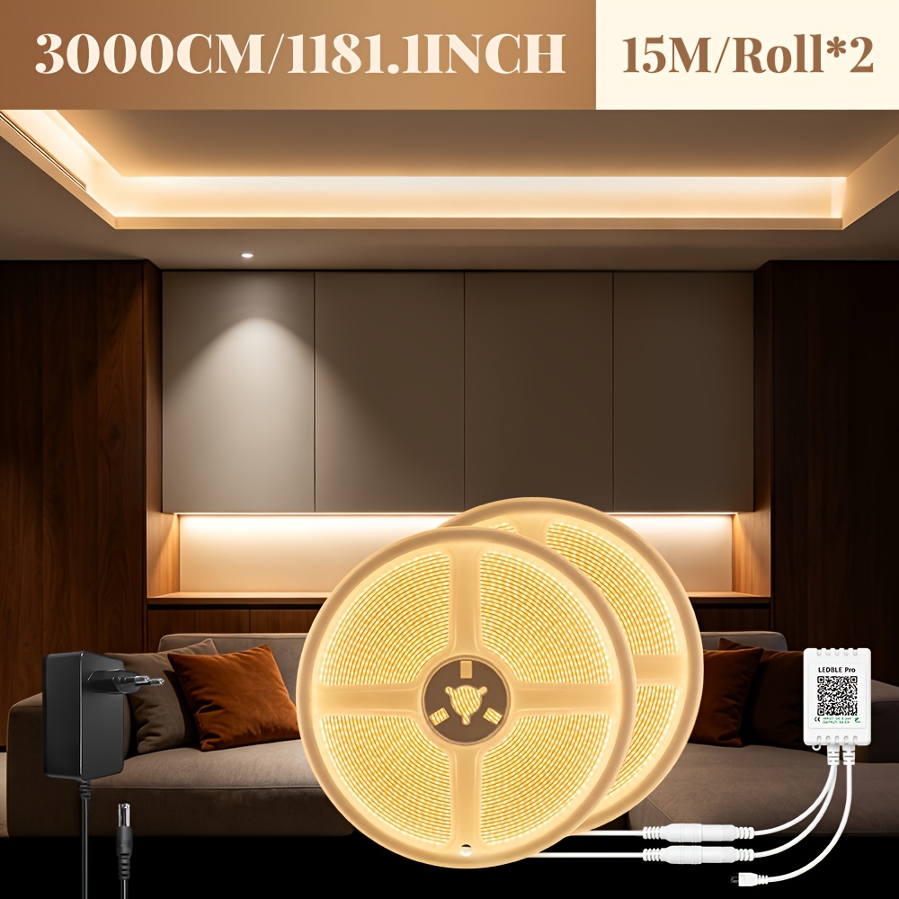 Image of Cob Led Strip Lights, Dimmable Led Strip Lights, Smart Led Strip Lights With Remote Control And App Functionality, Cuttable And Warm-colored Flexible Led Strip Lights Suitable For Home Decorating