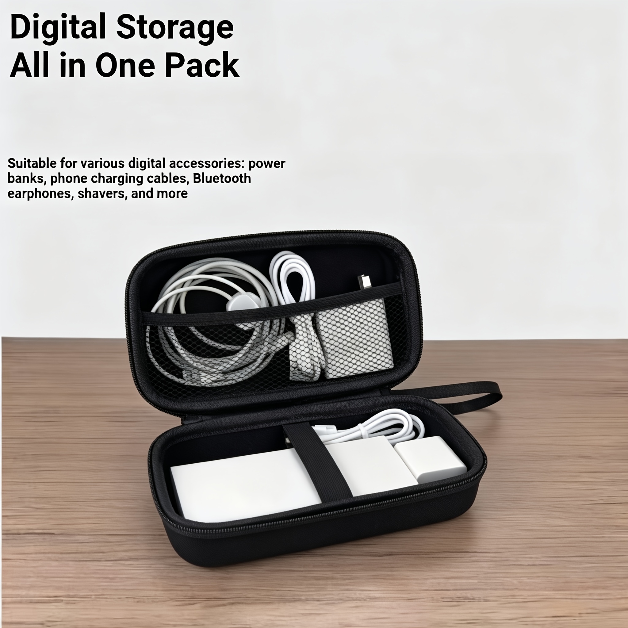 TEMU Borsa organizzatrice per cavi da viaggio, adatta come custodia per multimetro, borsa organizzatrice portatile per cavi USB, caricabatterie e