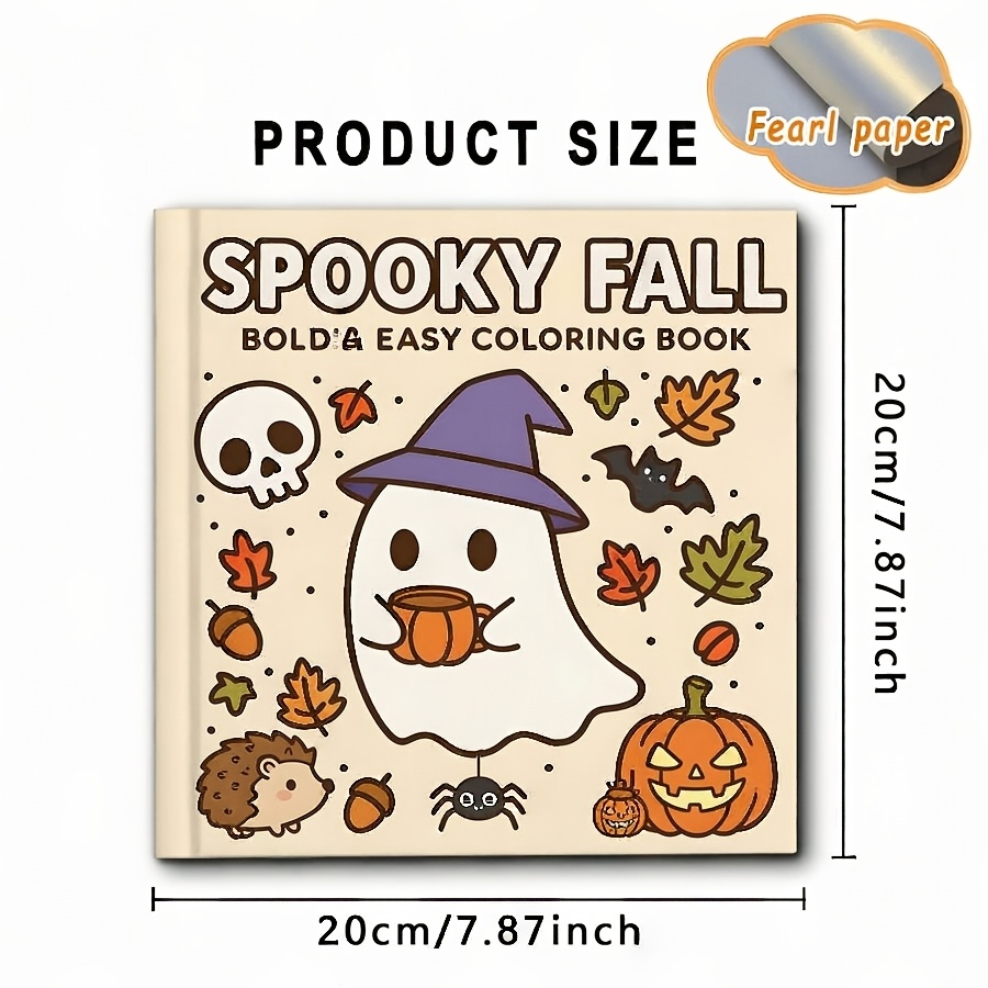 TEMU Autumn And Easy-to-use Coloring Book For Adults, Cute Printed Art With , Stress- Halloween , Witches, Pumpkins, Bats, And Hedgehogs, Large