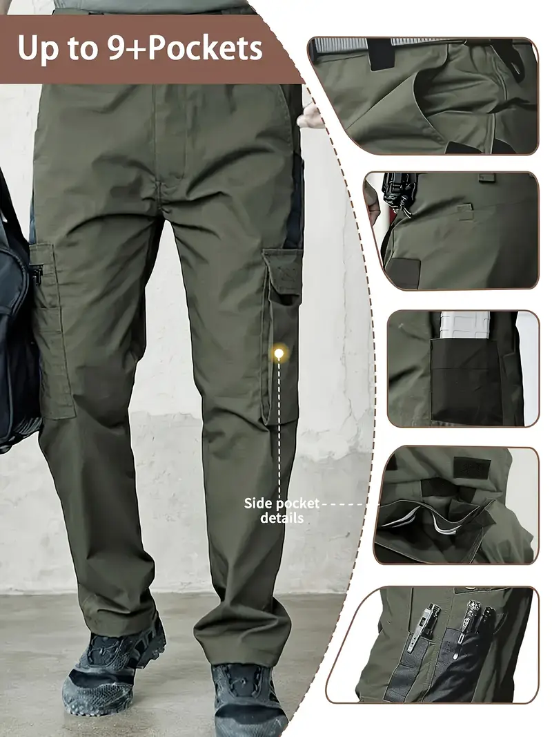 pantalones tácticos de carga para hombre con múltiples bolsillos - ropa de para exteriores para pesca, senderismo, escalada y entrenamiento - , /otoño, regular, tela 4