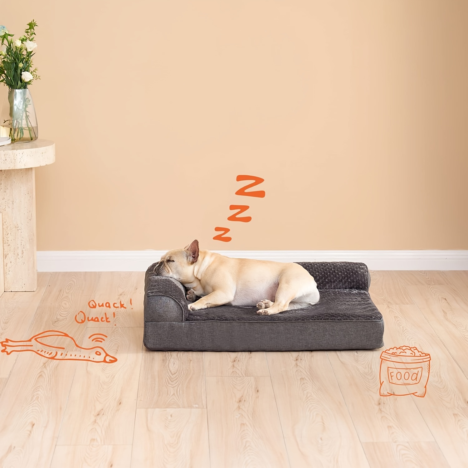 orthopedic dog bed for   plush gray polyester pet bed with ergonomic support durable rectangular design for medium large small extra small breeds pet winter bed plush pet sofa ergonomic pet sofa Product details 2