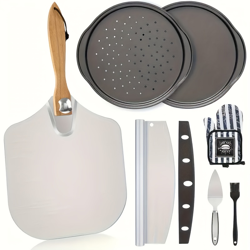 TEMU Pizza Stones Set - Large Pizza Stone For Oven And Grill, Safe Thermal Shock Resistant Cooking Stone With Pizza Peel Paddle & Cutter