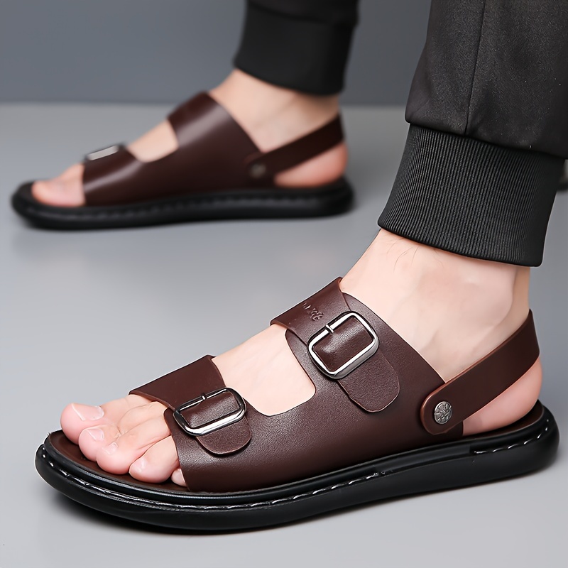 Plus Size *'s Vintage Open Toe Breathable Sandals With Double Straps,  Comfy Non Slip Casual Walking Shoes *'s Summer Footwear