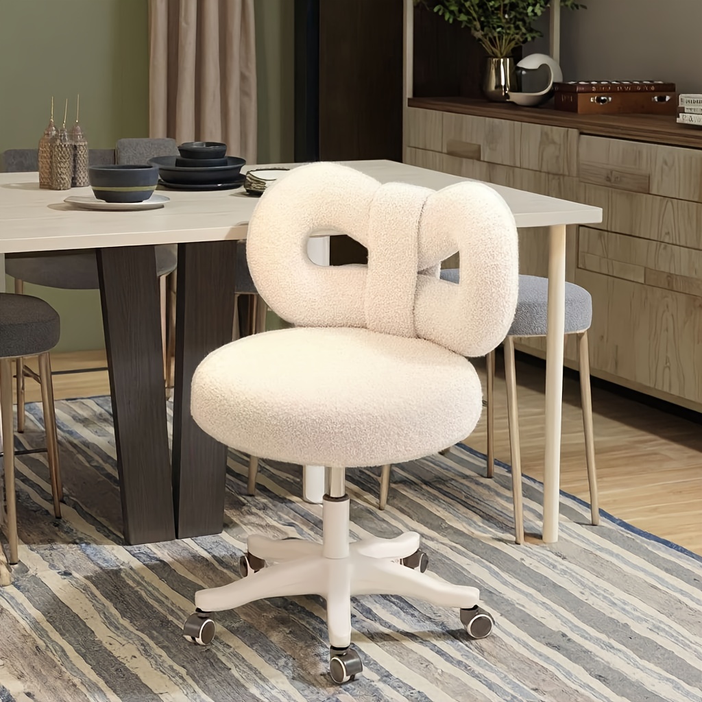 Silla de Maquillaje de Altura Ajustable con Base Giratoria | Asiento de Espuma Viscoelástica Suave, Estructura de Metal Resistente, No Requiere Montaje, Ideal para Oficina en Casa, Salones de Belleza o Uso Personal - Estilo Glam, Relleno de Esponja