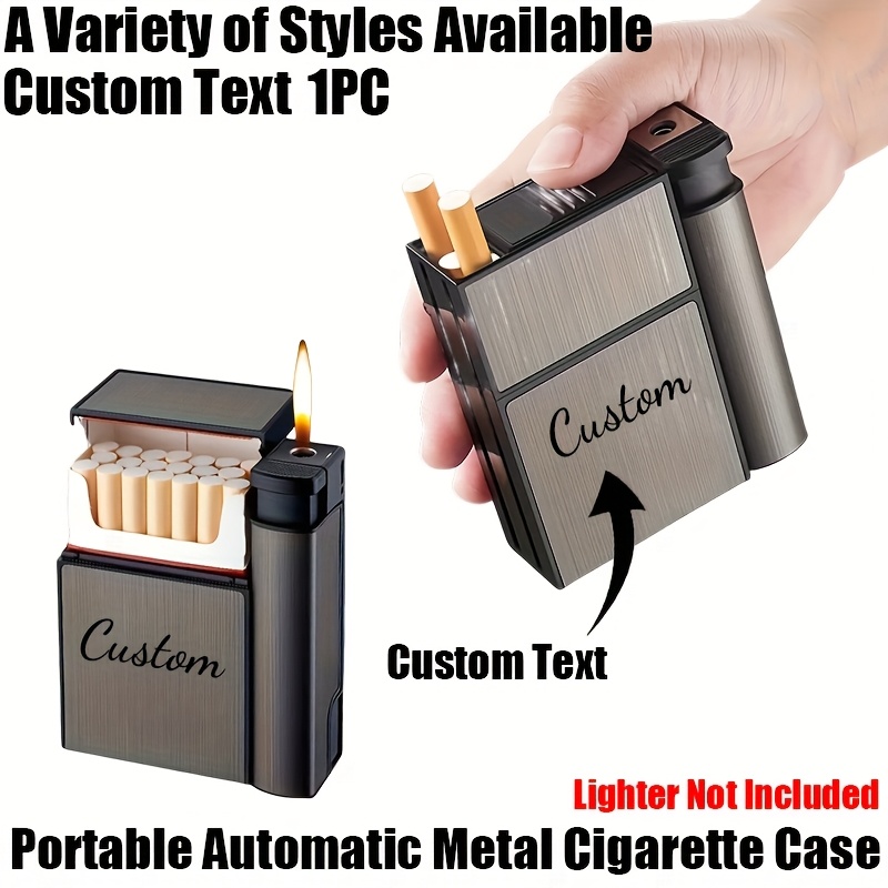 one personalized   portable automatic   holds 20 84mm cigarettes built in lighter   ideal gift for fathers day suitable for   men and women   high quality customization   gift