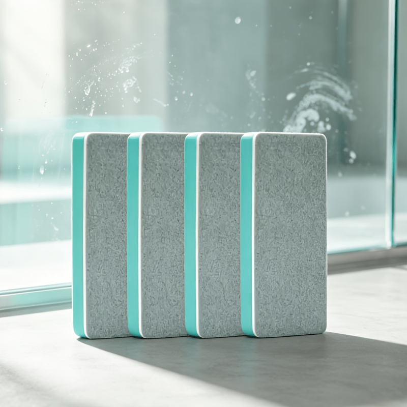 TEMU 4 pezzi Spazzola per la Pulizia di Vetri con in Vetro, per Casa, Bagno, Specchio, Doccia, Piastrelle, Rimozione Forte di , Macchie , Strumento