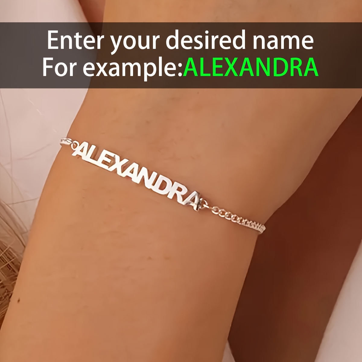 E-shop Ein personalisiertes und exquisites englisches Namens-Armband, hergestellt aus individuell anpassbarem 304L Edelstahl mit einer verstellbaren,