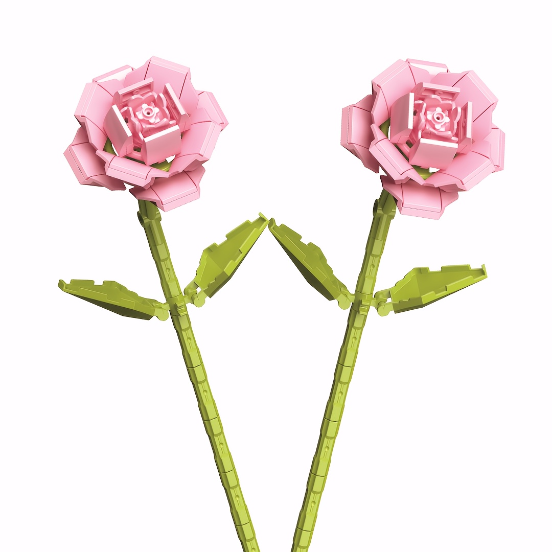 2 rose building blocks flower gift girls small particle