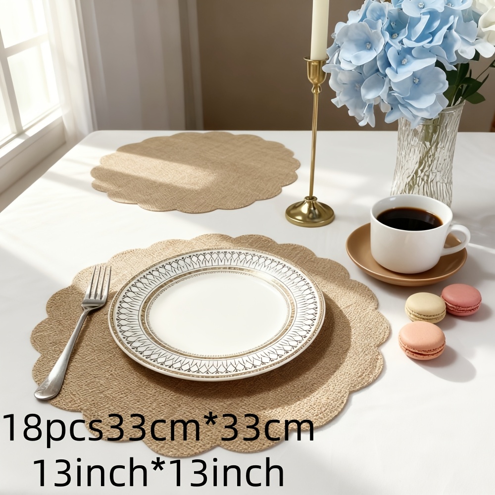 E-shop Tischset aus Hanfstoff mit Blumenmuster, Tischset, rustikaler Landhausstil, handgefertigtes Tischset im Landhausstil, geeignet für Weihnachten