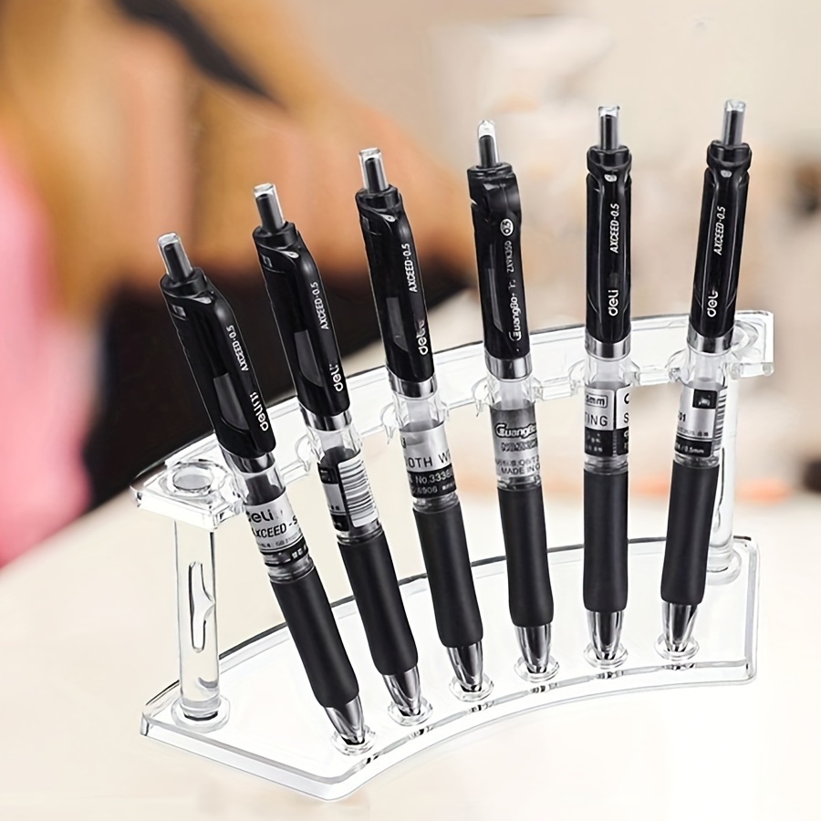 

Elegant Transparent Pen Holder - Fan-shaped Desk Organizer For Pens, Makeup & Accessories | Abs Material | In Single (1pc) Or Double (2pcs) Piece