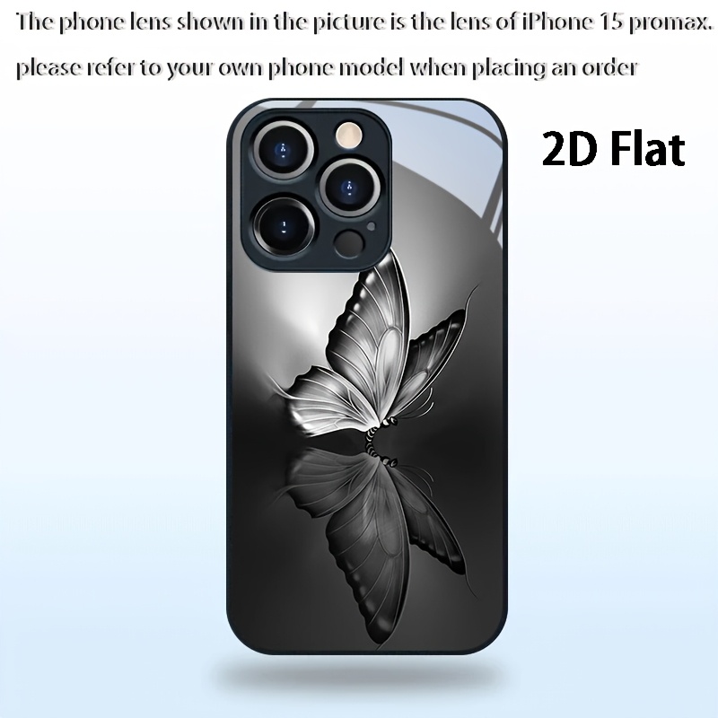 TEMU Phone Case - 2d Flat Black And White Reflection Art Pattern New Electroplated Glass Suitable For Iphone 17, 17 Pro, 17 Air, 17 Pro Max, 16, 16e,