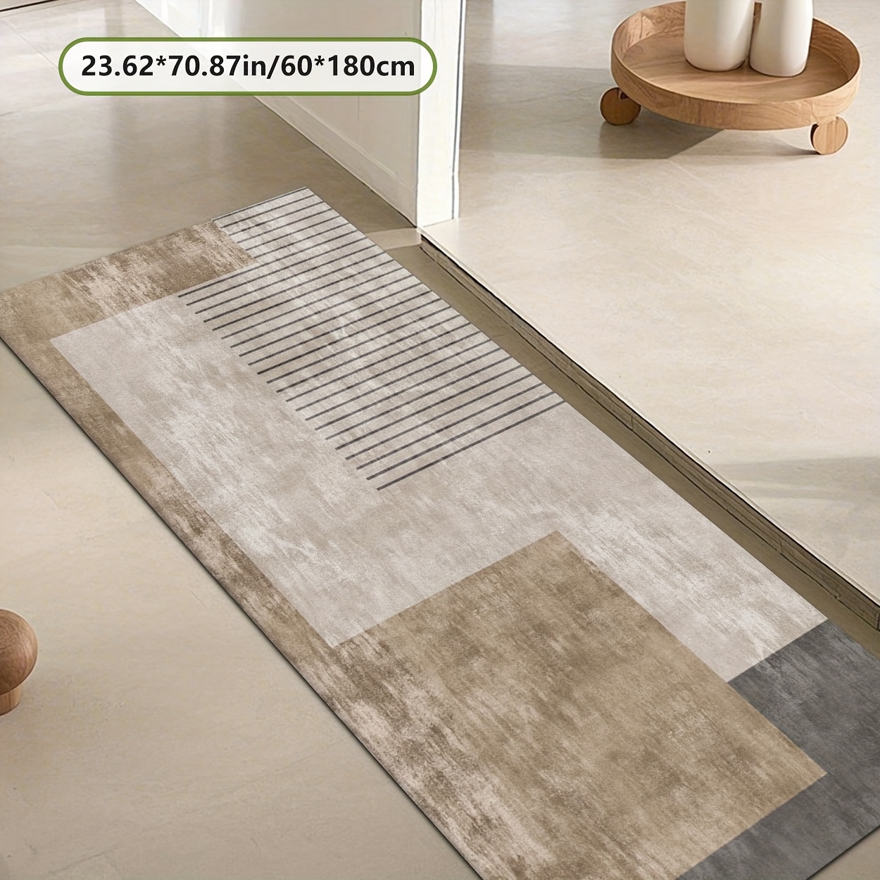 TEMU Stuoia Lunga in Velluto + Peluche con Base a Puntini, Stampa Texture Marrone Chiaro per uno Stile , Tappeto Decorativo per Soggiorno, Camera da