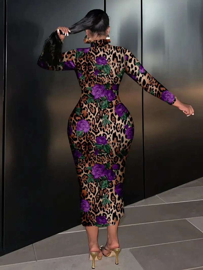 purple dress with leopard shoes Purple & Leopard