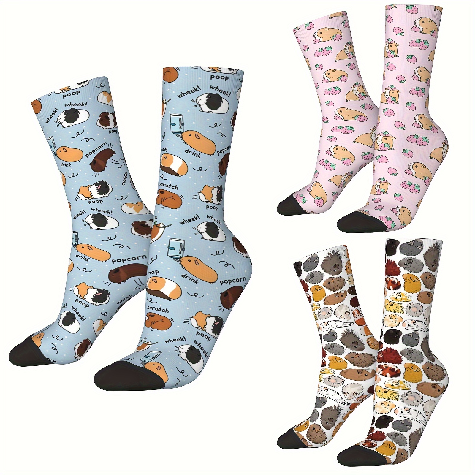 

1 Pair Women's Cartoon Print Socks, Comfortable Breathable Mid Tube Socks, Elastic Sports Casual Socks, Perfect Gift For All Seasons Wear
