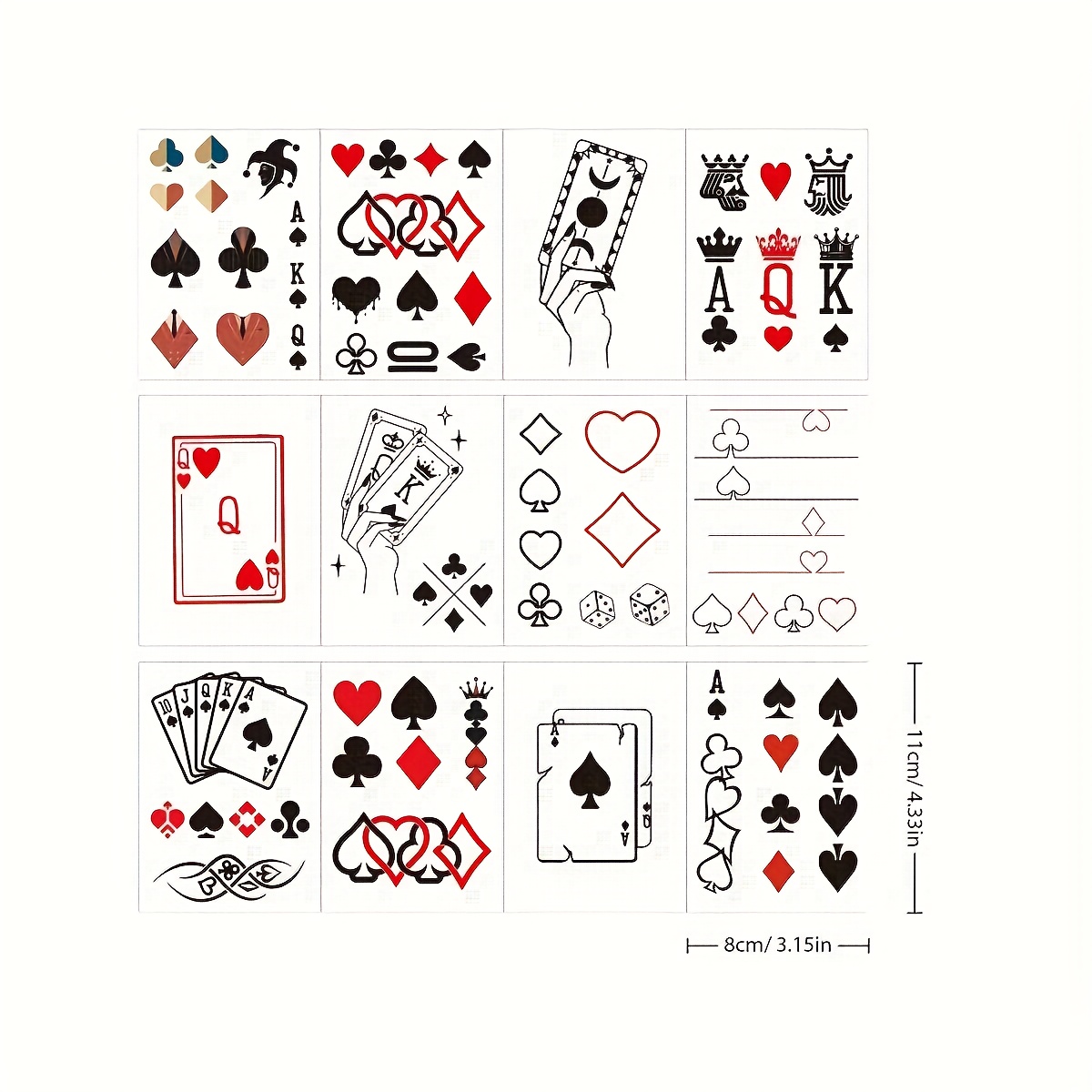 12 Temporary Tattoo Stickers, Semi-permanent Design, Suitable For , Fingers, And Shoulders
