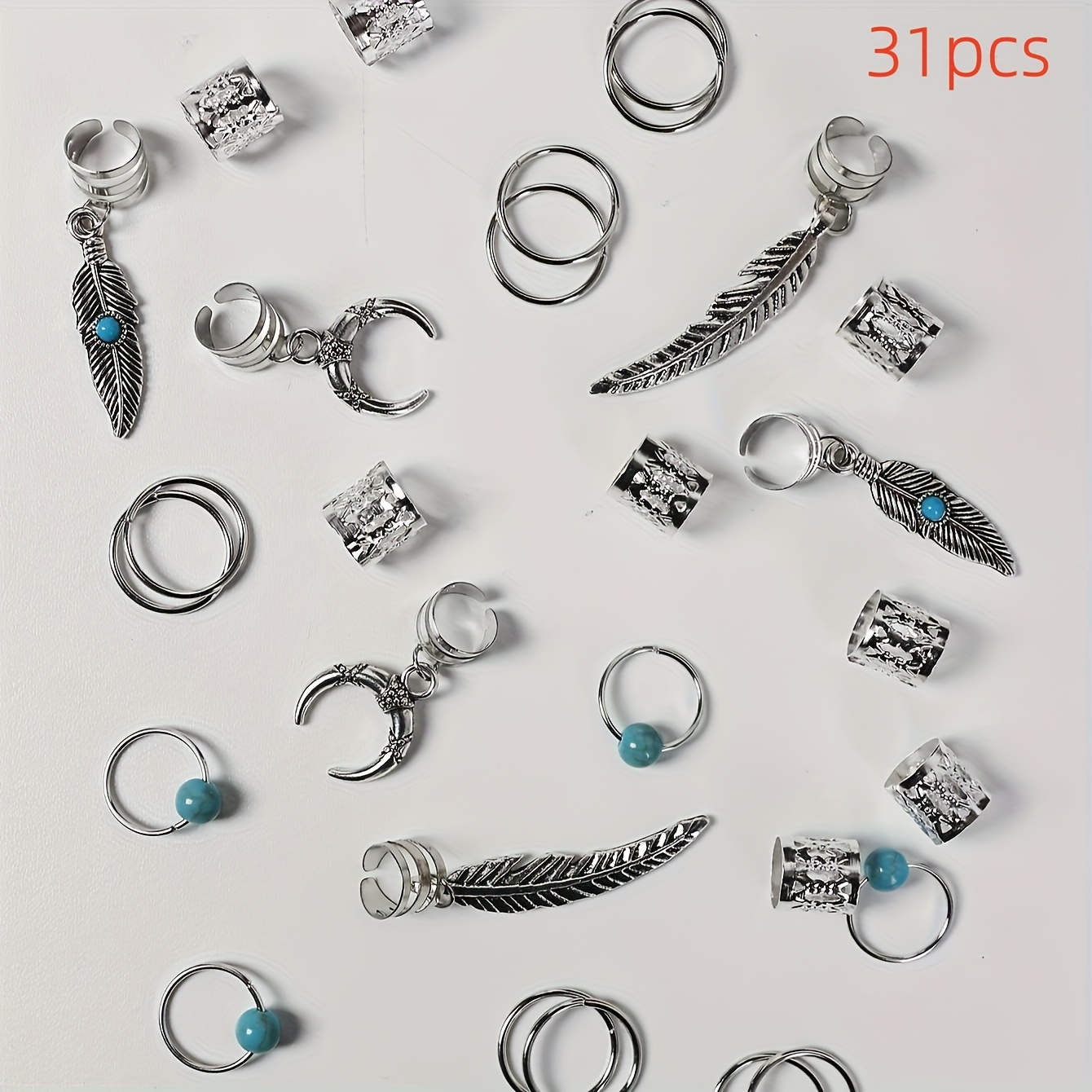 Image of 31 Turquoise Headbands For Braiding, Perfect For A Stylish Bohemian Music Festival Party Accessory