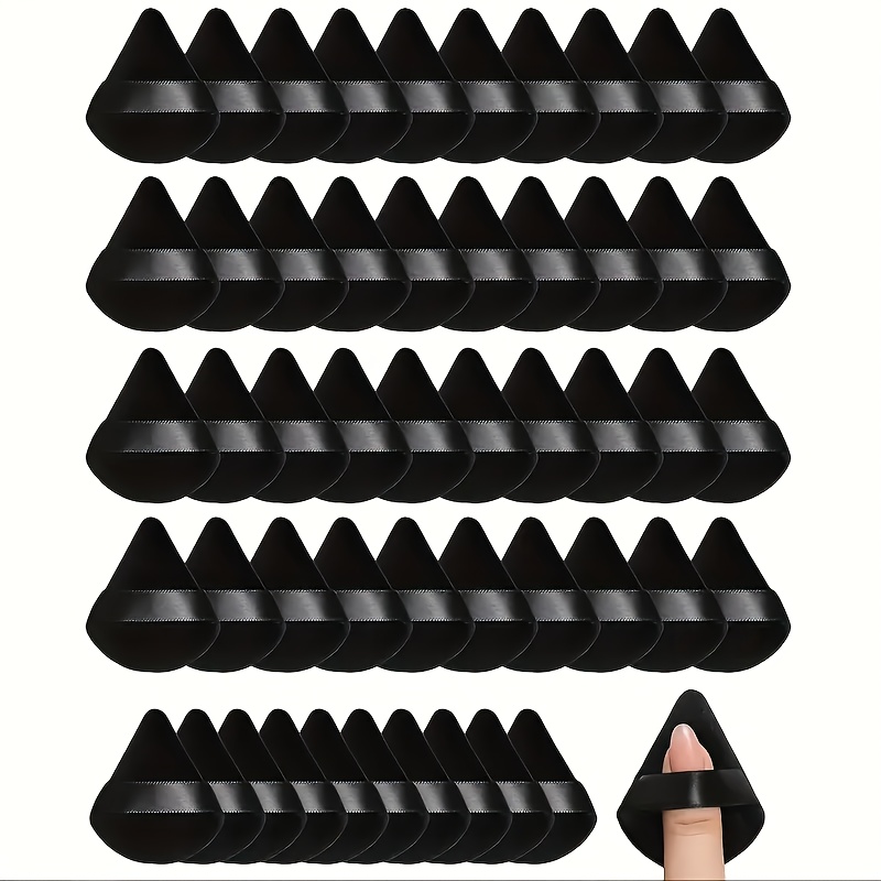 TEMU 50-pcs Mini Triangle Set, Velvet Makeup Sponges, Ideal For Contouring, Eyes And Under Eye Areas, Suitable For Types