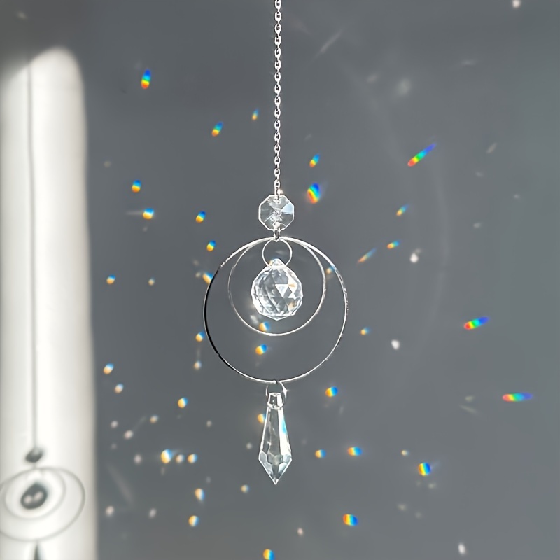 

1pc Colorful Crystal Suncatcher Hanging Sun Catcher With Chain Pendant Decoration Crystal Ball Window Home Garden Christmas Party Wedding Decoration