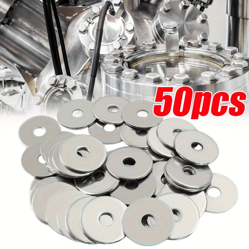 E-shop 50 Stück M6 304 Edelstahl Flachdichtung - Verzinkte verstärkte Metallspiraldichtung, geeignet für Innen- Außenbereich, rostfrei, 6x20x0,8mm