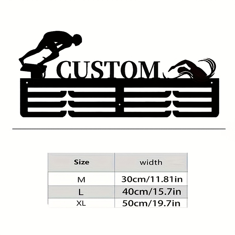 TEMU Custom Swimming Medal Rack, Personalized Swimmer Name Listing, Medal Display Plaque, Birthday Gift
