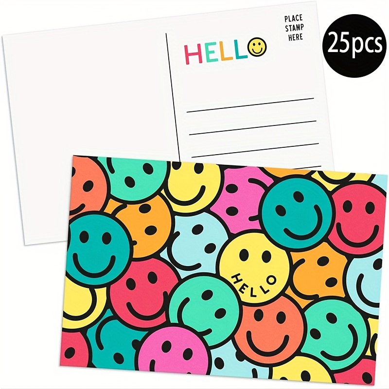Image of 25pcs/pack Smile Hello Postcards Memo Cards Blank Cards Now For Many People, Things May Feel A Little And Scary, And A Greeting Card To Light Up Their