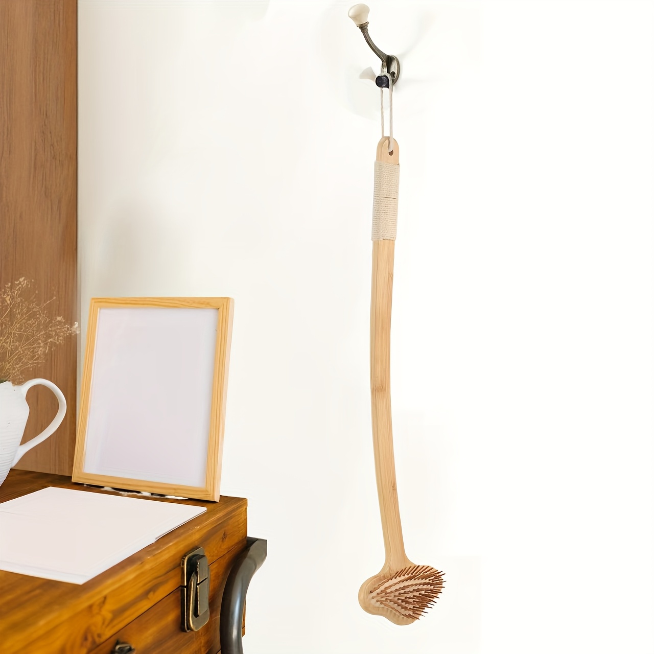 22 extra long bamboo back scratcher massager 2 in 1 ergonomic handle   beige friendly for adults   women elderly durable   care tool back massager Product details 6