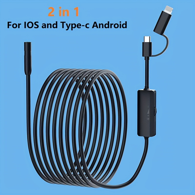 3-in-1 Industrial Endoscope Borescope Inspection Camera Built-in 6 LEDs  IP67 Waterproof USB Type-C Endoscope for Android Smartphones/PC 