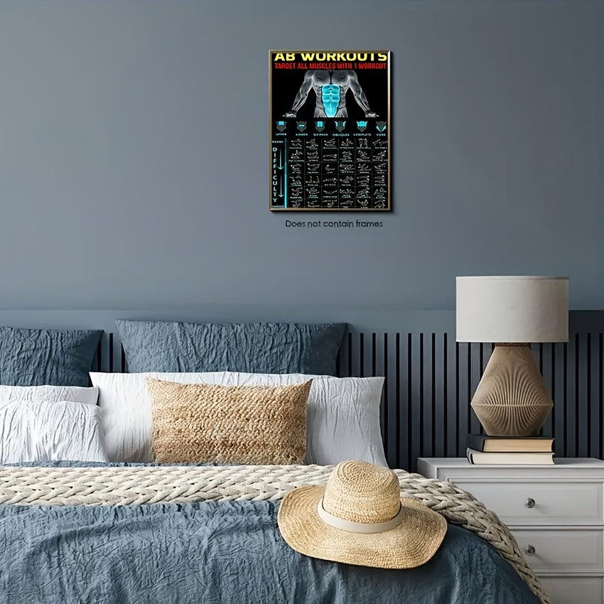 Canvas Abdominal Workout Poster, Frameless Exercise Chart