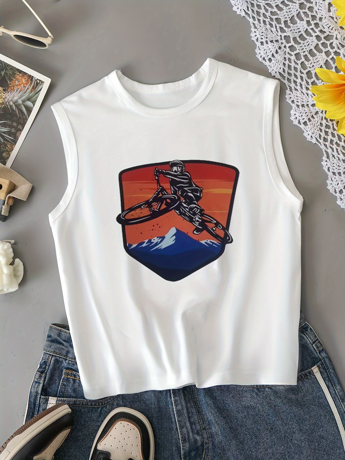 biker graphic print boys tops casual crew neck Temu Oman