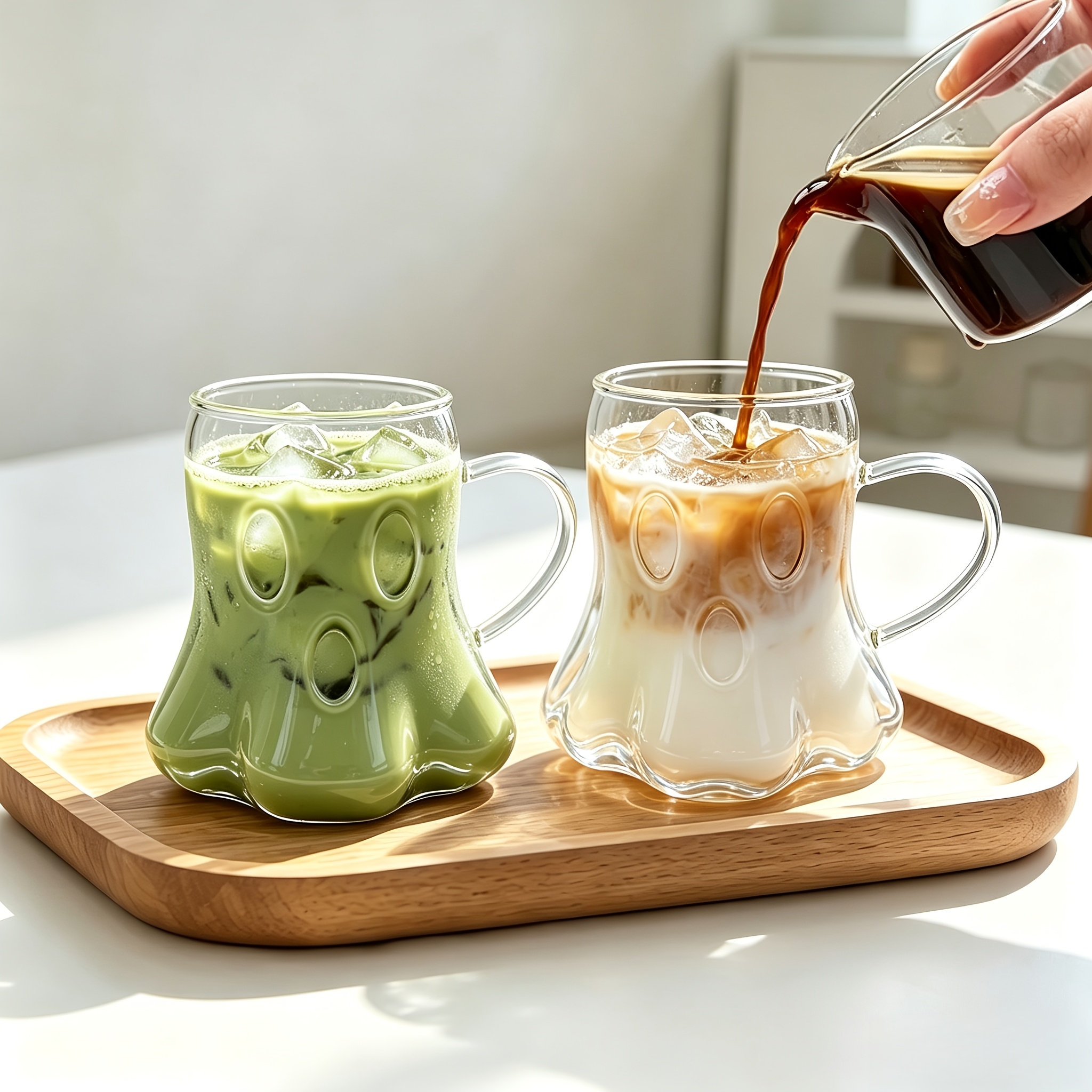 TEMU 2pcs Halloween Glass Cups, 440ml/15oz Borosilicate Glass Tumblers With Handles, Reusable Glass Drinking Cups For Halloween Holiday Parties