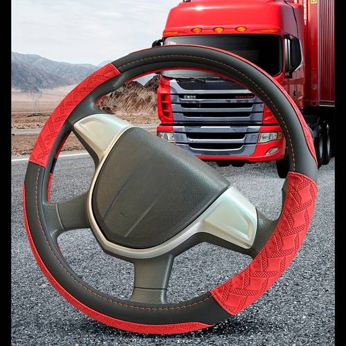 block leather steering wheel cover fits multiple sizes 38cm 14 96in 40cm 15 74in 42 52in 45 10in 47 50in 50cm 19 68in flexible touch non