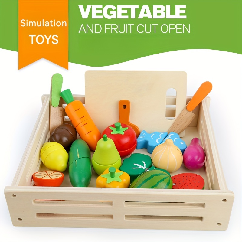 

[ ] ' Wooden Pretend Set - & Vegetable Toy For Learning, Or Halloween For