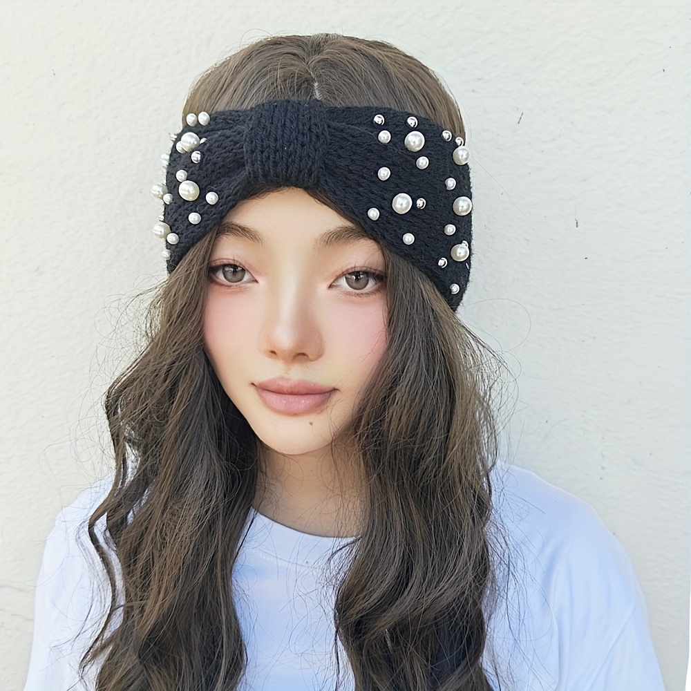 pearl bow headband heavily hair accessory sports