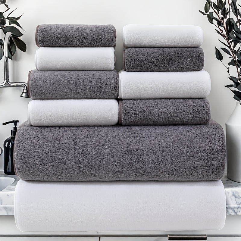 10pcs ultra bath towel set 2 bath towels 70 x 140 hand towels 42 x 70cm 4 washcloths 35 x 35cm quick absorbing lightweight and spa use camping christmas gift Product details 8