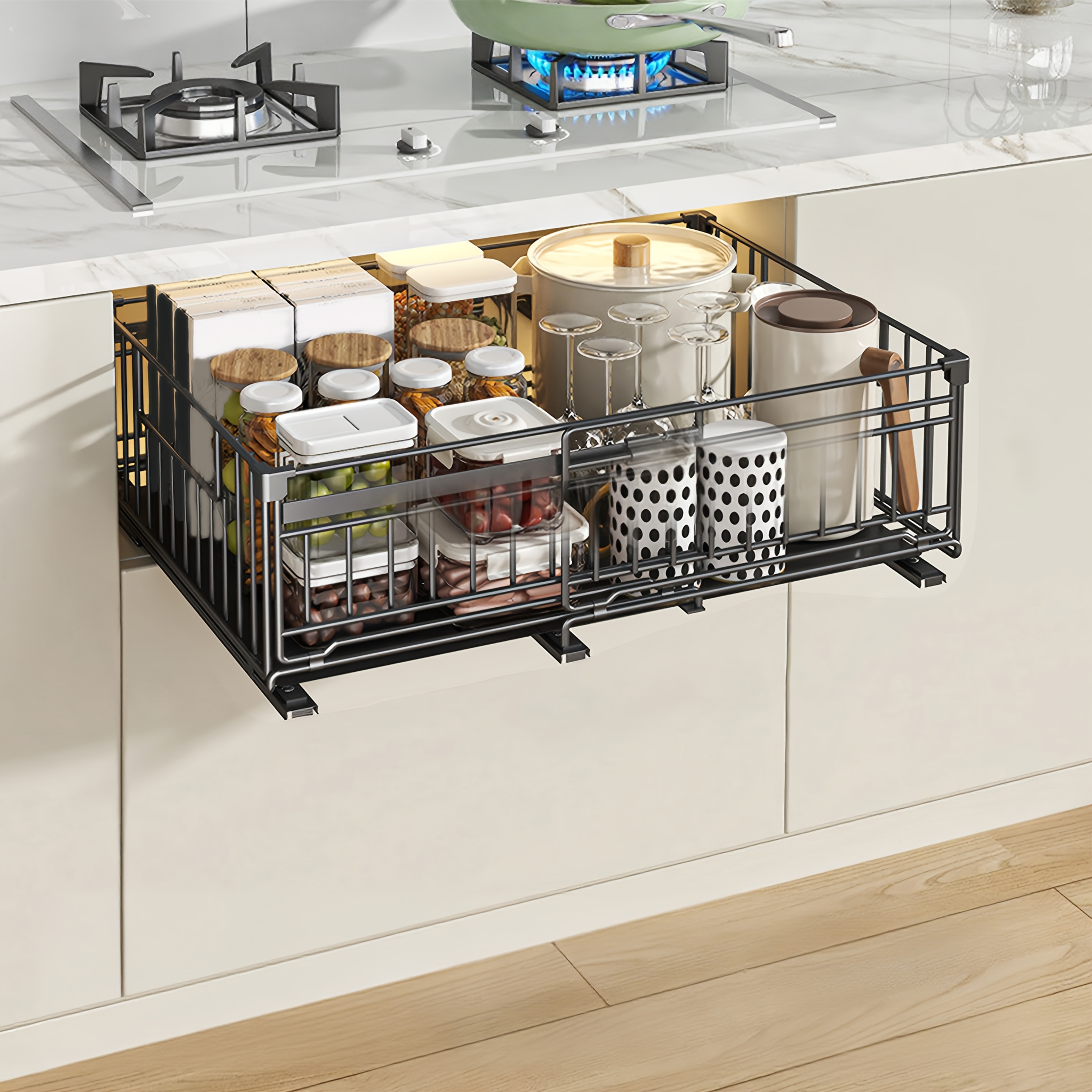 TEMU Foldable Drawer Storage Organizer Rack, Carbon Steel Utility Shelf, Easy Assembly Collapsible Storage Unit With Pull-out Drawers, Space Storage