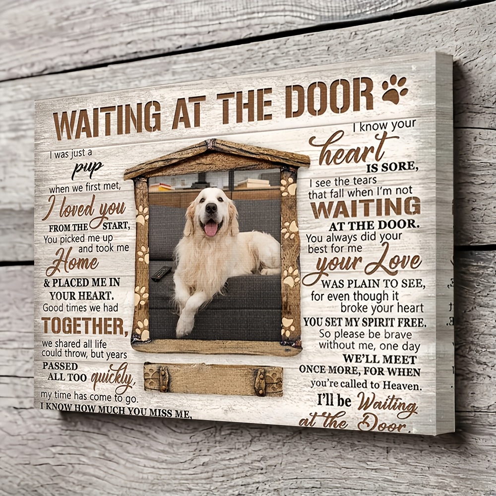 TEMU 2d Flat, 1pc Personalized Dog Memorial Photo Frame - Custom Pet Picture Canvas Wall Art With Wooden Wrap-around Frame Suitable For Loss Of Dog