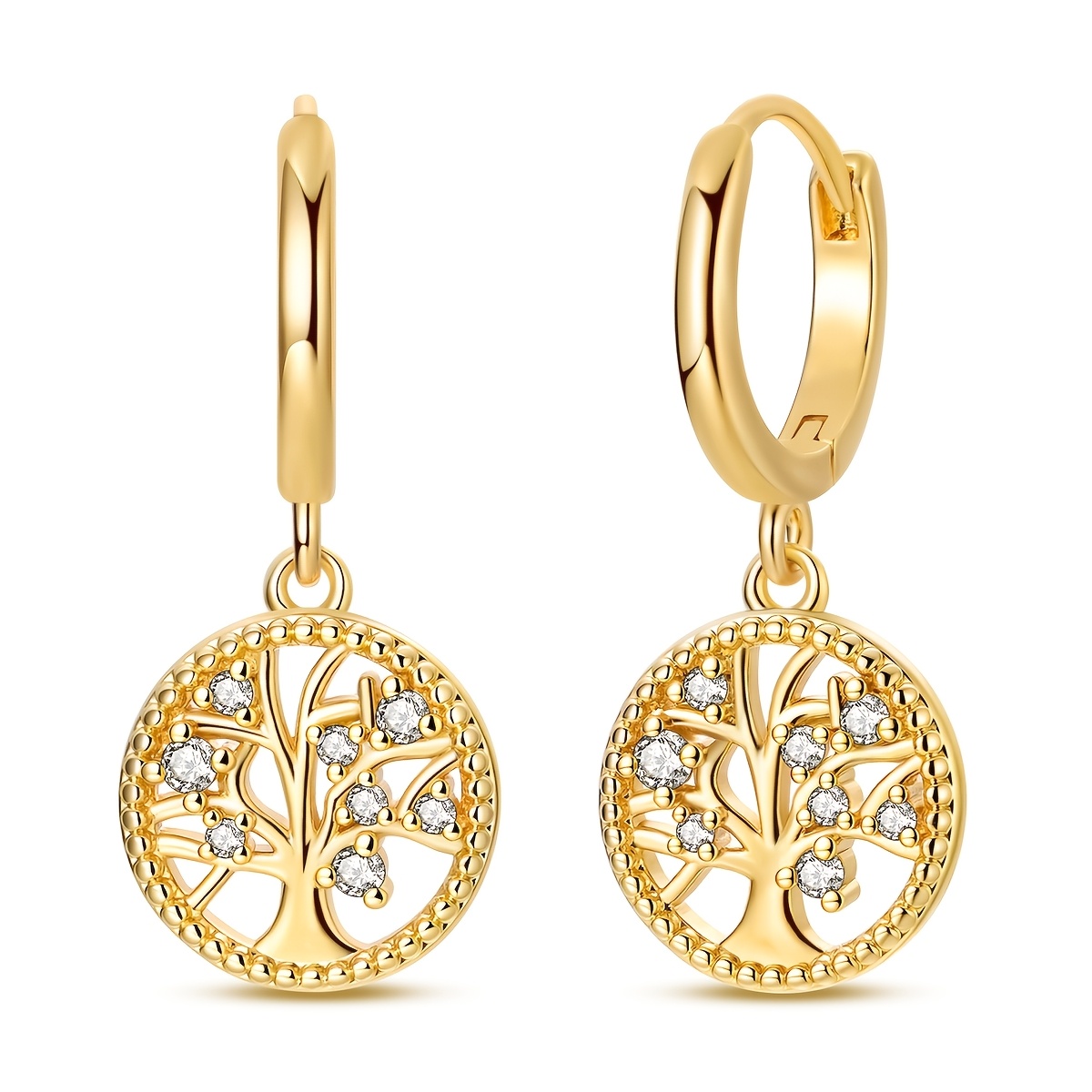 TEMU 1 Pair Silvery Color Hoop Earrings For Women Life Tree Earringselegance Earrings Jewelry Gifts Fits Daily Party Shopping Women Wear