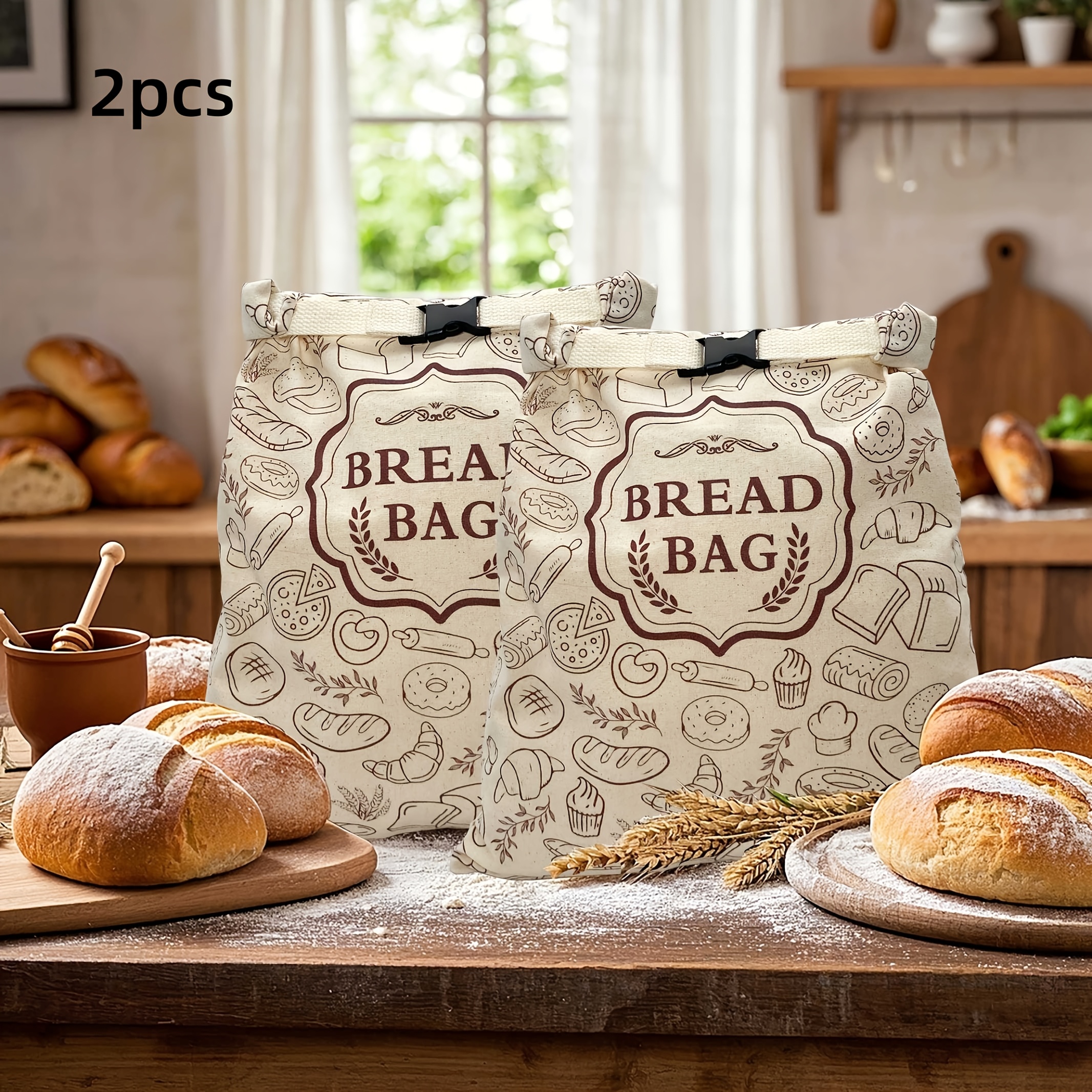 E-shop 2/. Wiederverwendbare Brotbeutel aus Bienenwachs | Stoffmaterial mit Rastverschluss, quadratische Form für selbstgemachtes Sauerteigbrot, hält