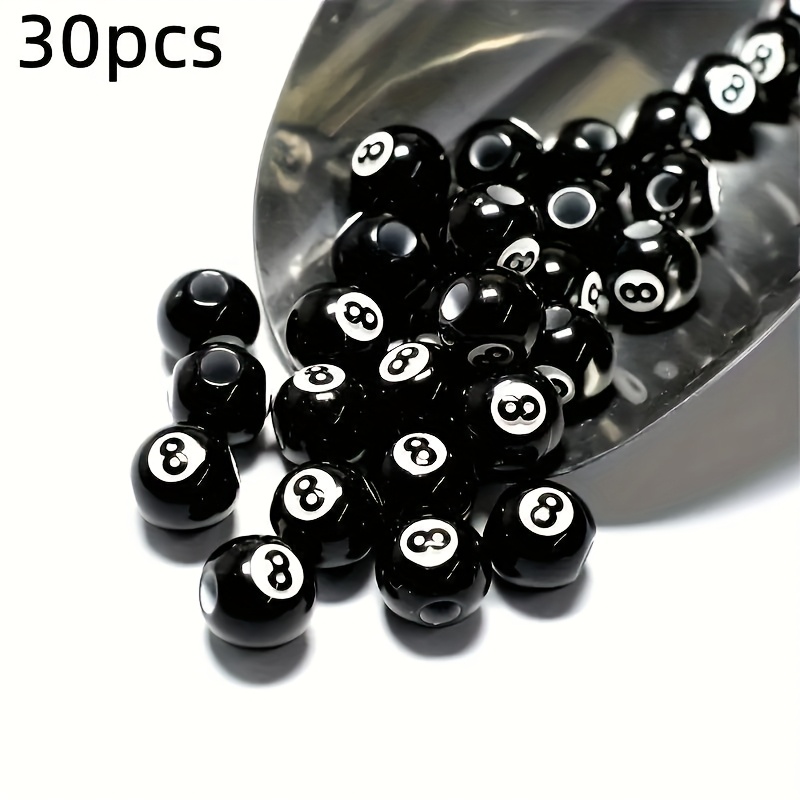 TEMU 30pcs (30 Perline) Perline Acriliche Nere da 12mm con 1-0 (per Creazione Gioielli Fai da Te) - Perline Resistenti per Bracciali, Collane,