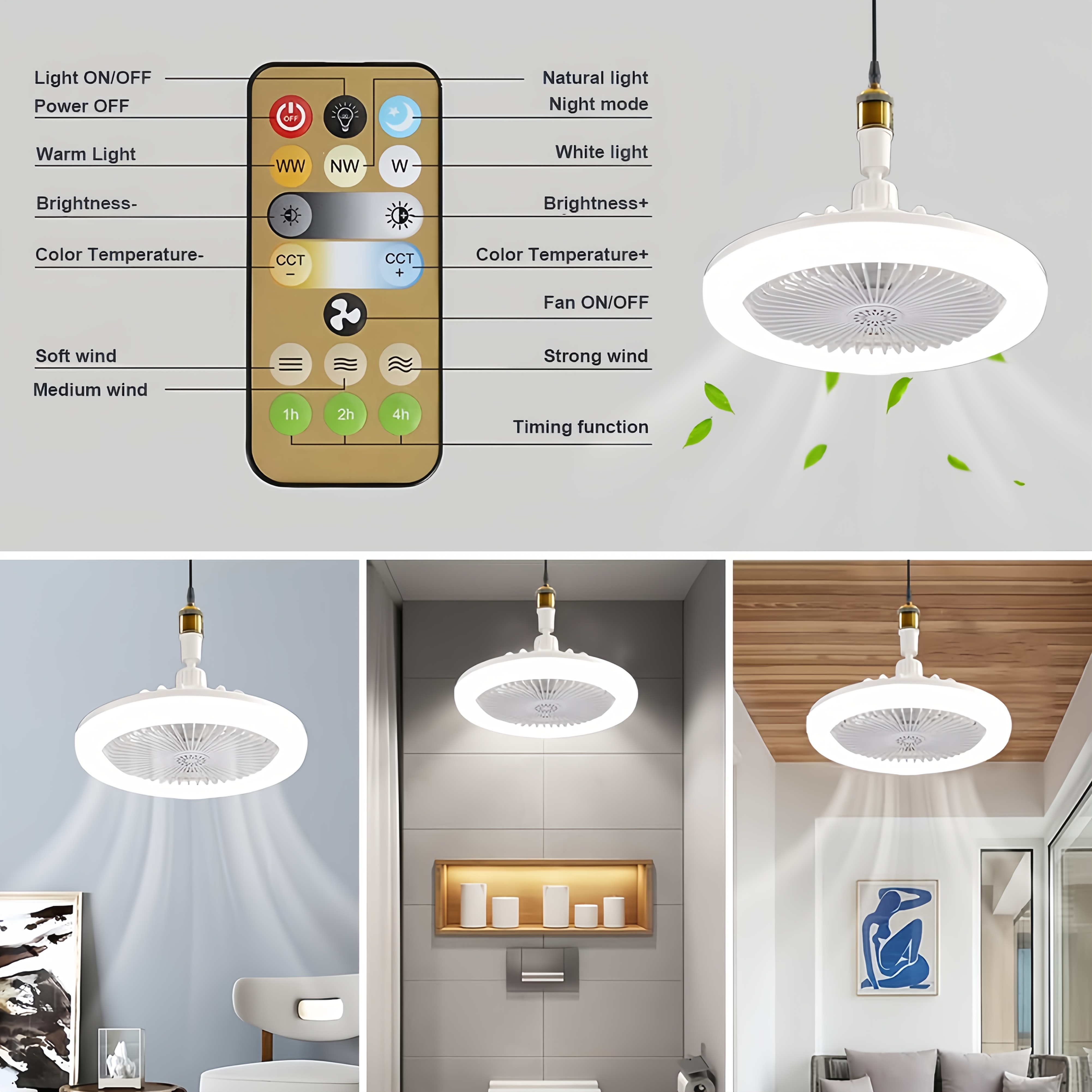 e27 ceiling fan with lights 16 dimmable remote control 3000k 6500k adjustable color temperature modern oil rubbed for bedrooms living rooms garages offices bedroom ceiling fan modern ceiling fan adjustable color temp ceiling fan for living room details 2