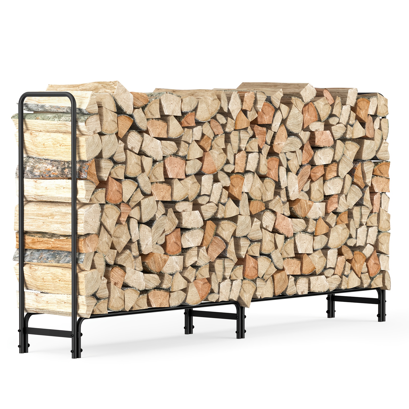 firewood storage rack 8 ft metal storage shelf garden shelf load capacity up to 295 kg black