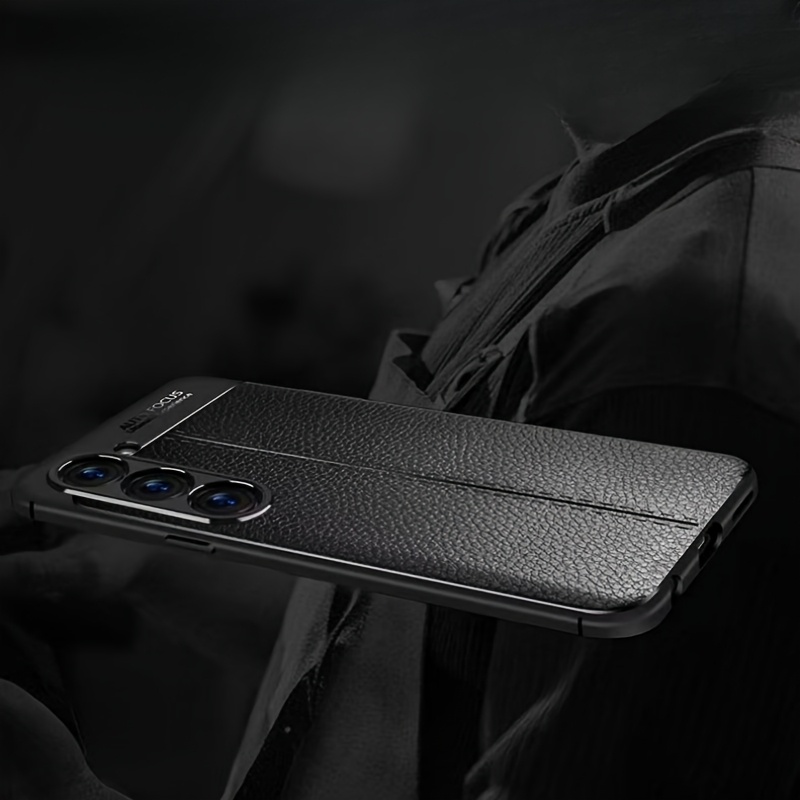 Phone Case with Lychee Pattern, Easy to Remove and Soft Shockproof Design for Samsung A55/A15/A35/A25 5G/A23/A14 5G/S24/S24 Ultra/S24 FE/S23/S23 Ultra/S23 FE, Includes Ring Stand