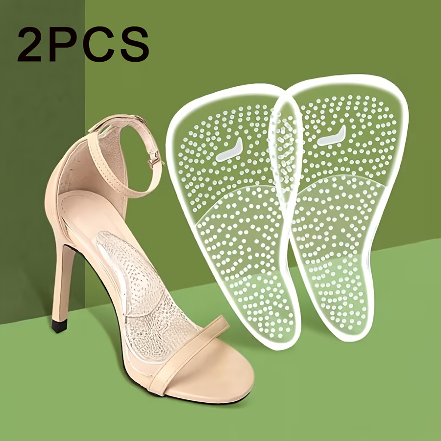 2 Silicone Arch Support Insoles With Massage Particles, Comfortable Self-adhesive Non-slip Half-pads Suitable For Sandals And High Heels