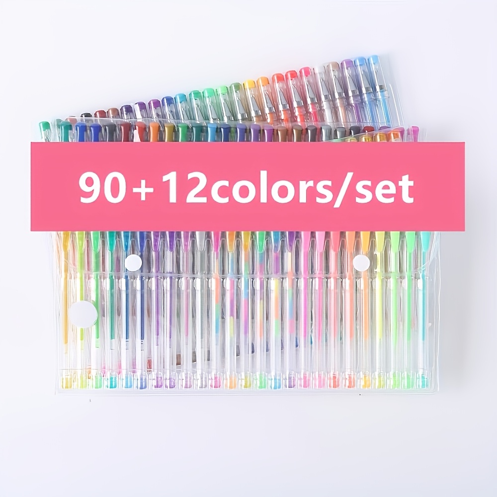 TEMU 24+1pc/90+12pcs Halloween Gifts Glitter Gel Pens 102 Colors Glitter Pen Set For Card Making, 30% More Ink, Neon Glitter Gel Markers For Adult