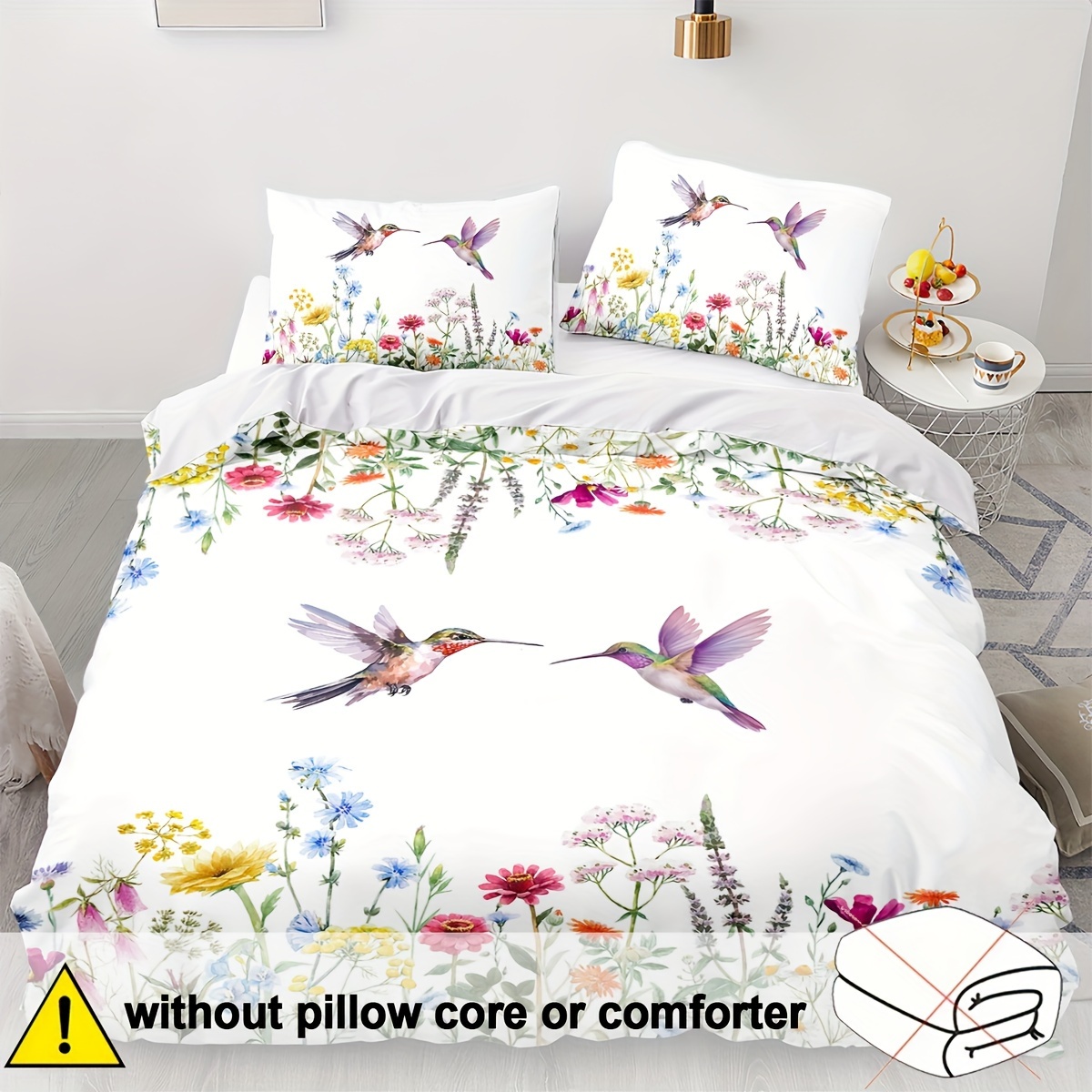 TEMU 2/3pcs Soft And Breathable Floral Print Duvet Cover, Print Double Sheet Set, And 3d Bird Print Mattress Cover For Bedrooms And Guest Rooms (1 X