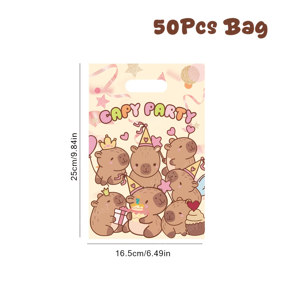 TEMU Ensemble de cadeaux à emballer, 25/50 pièces, Sacs cadeaux CAPYBARAFAMILY, Convient aux décorations de fêtes à thème, Fêtes à thème CAPYBARA,