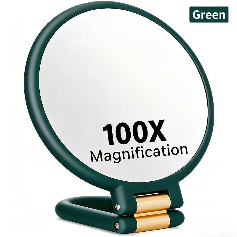 TEMU 100X Ultra HD Vergrootglas Spiegel, Dubbelzijdige Spiegel 1X Spiegel en 100X Detail Vergroter, 360° Draaibare Handgreep en Opvouwbare Standaard,