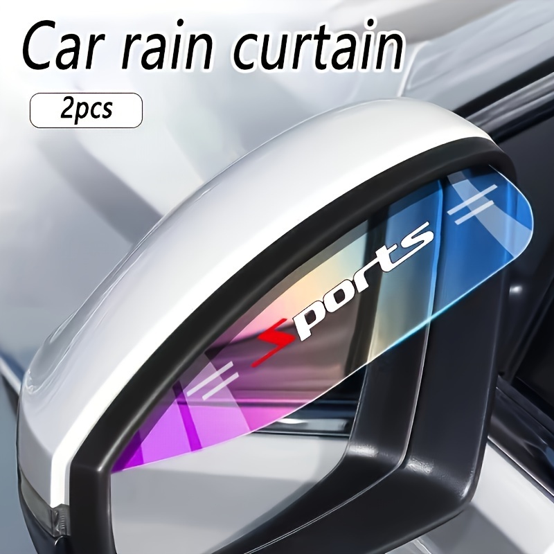 

2pcs Flexible Pvc Mirror And Rainproof Blade, Transparent Car Back Rain Eyebrow Cover, Sports Car Accessories