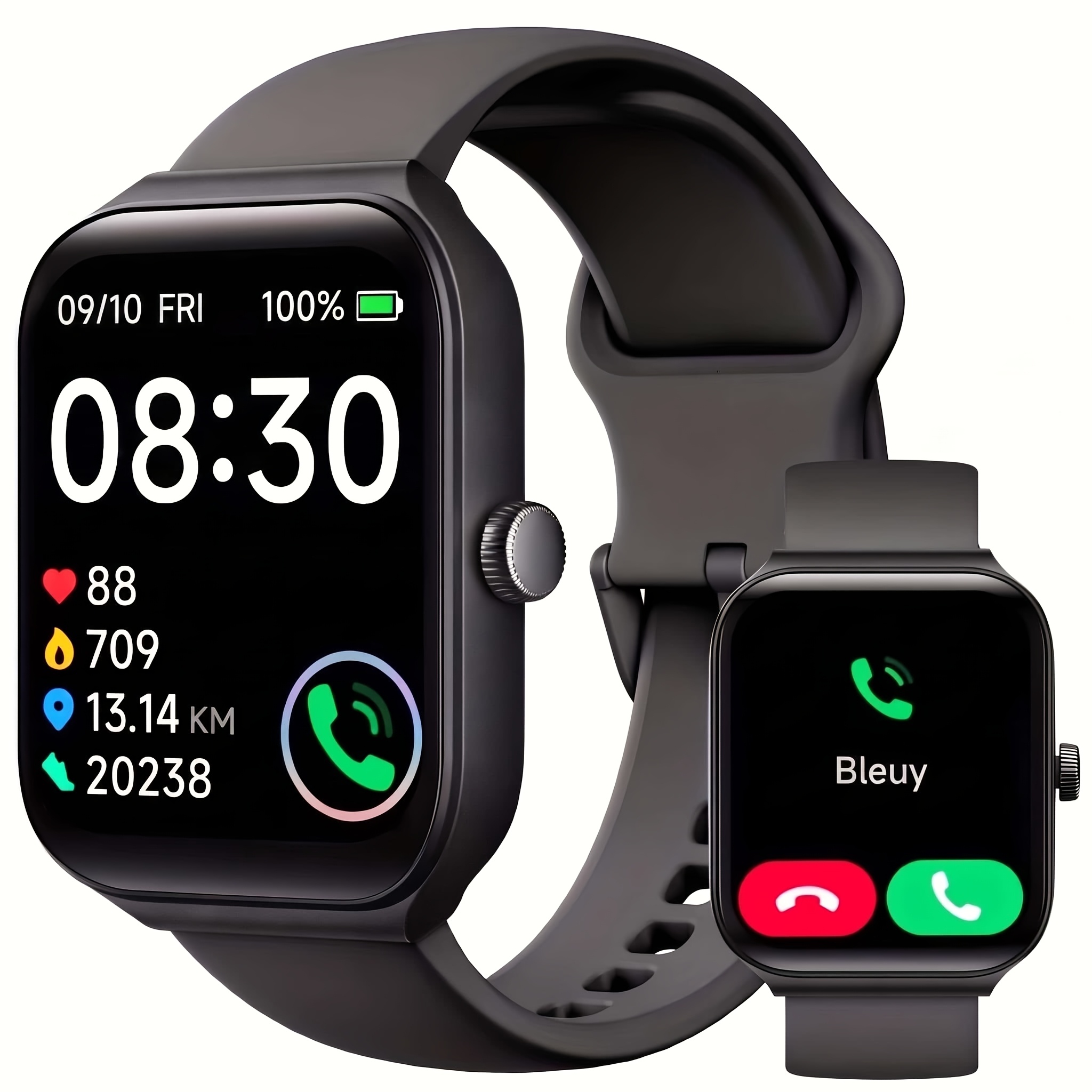 TEMU Smartwatch - 1.95" Display, Call Answering, 100 , Step Counter, Sleep , Wireless , Compatible With & Iphone, Usb Rechargeable, With Built-in